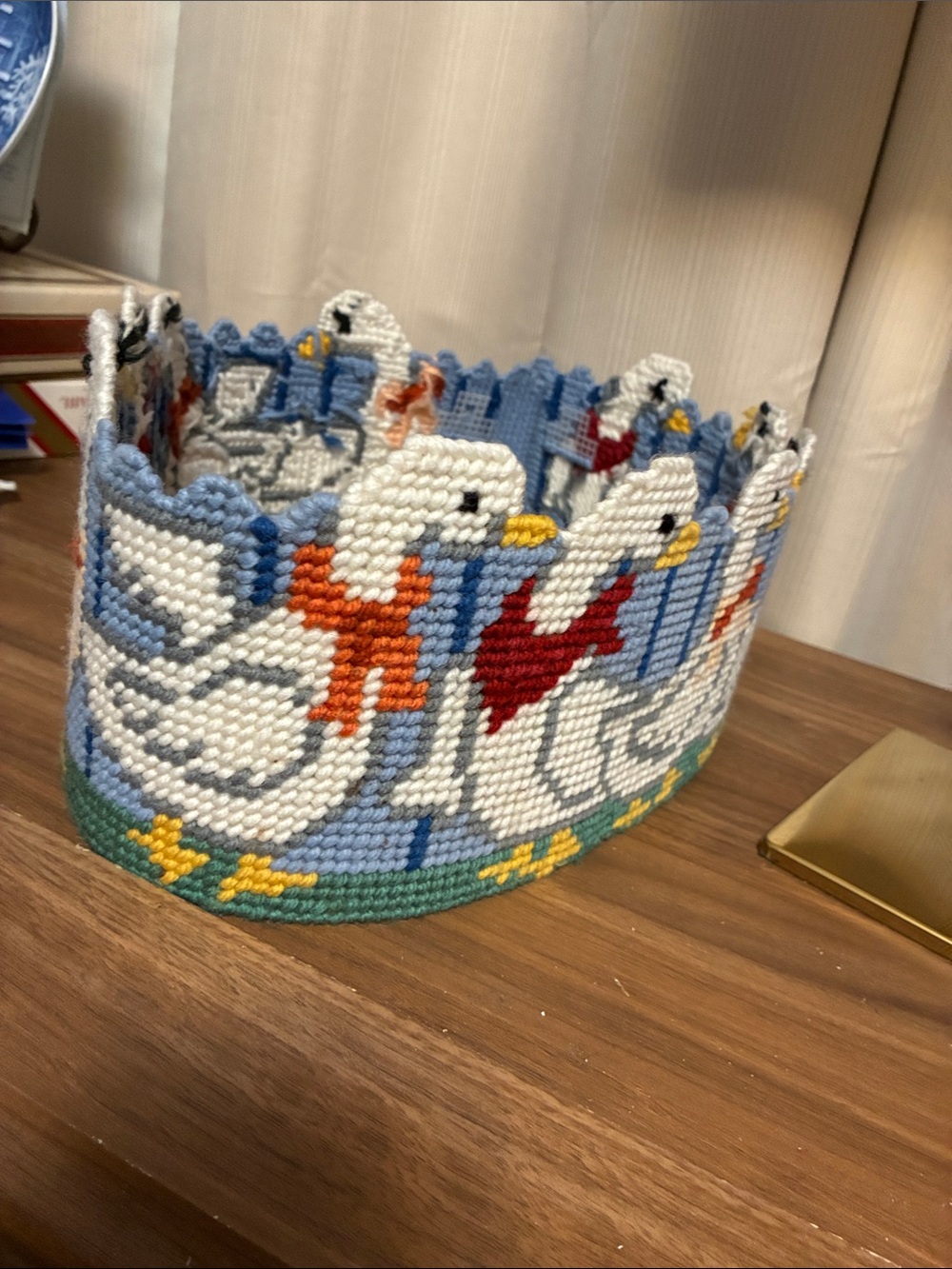 Grandma Core plastic canvas ducks Border Trim in Blue and White 35” long 5” tall - Picture 6 of 9